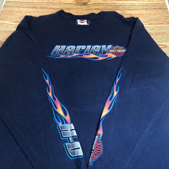 2x Navy Harley Davidson long sleeve tee Quaid - Picture 6 of 6